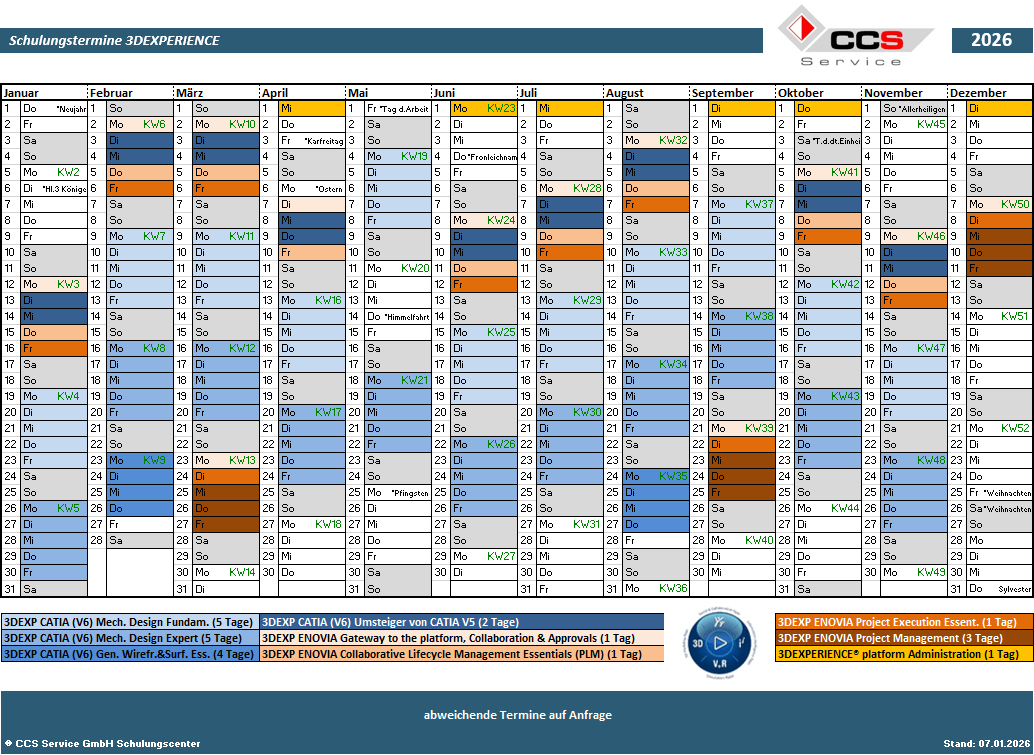 Schulung Termine 3DEXPERIENCE